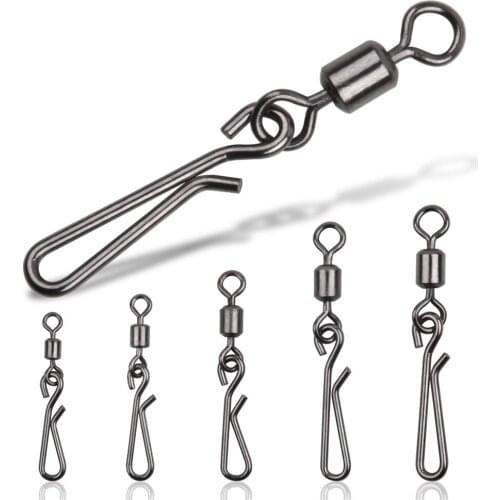 200Pcs Bass Fishing Accessories Connector Brass Rolling Swivel Stainless Steel Interlock Snap Terminal Fishing Tackle