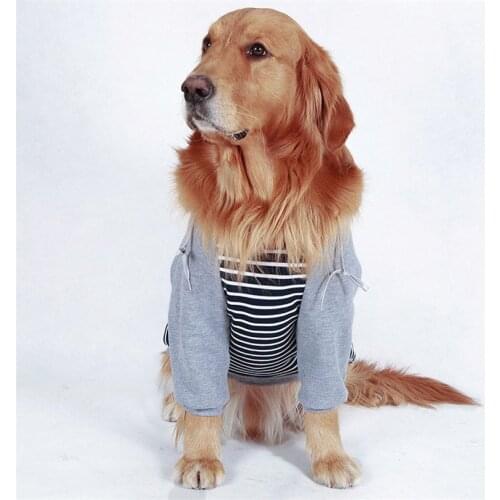 2019 Hooded Dog winter clothes Striped Pet Hooded Jackets pet clothes for large dogs Dog Hoodies Sweatshirt Dog winter clothes