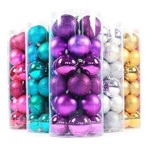 24Pcs Round Christmas Tree Decorations Hanging Party Ornament Balls Baubles Christmas Decorations Palline Natale Decor Navidad