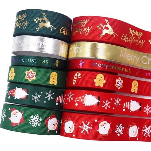 5 yards Christmas Elk Handmade DIY Heat Transfer Ribbon Ribbon Threaded Ribbon Ribbed Ribbon Satin