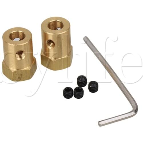 6mm Golden Brass Shaft Coupling Coupler DC Motor Connector Robot DIY Accessories Pack of 2