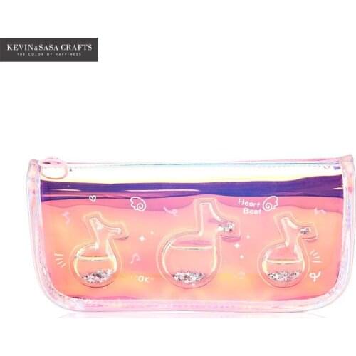 Glitter Iridescent Laser Pencil Case Big Capacity School Supplies Stationery Pencil Cases For School Pencil Makeup Case