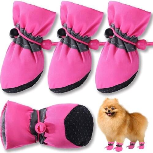 Dog Shoes Non-slip Dog Boots Medium and Small Dog Belt Reflective Belt Dog Boots Hot Pavement Paw Guard|Summer|Winter|Snow 4PCs