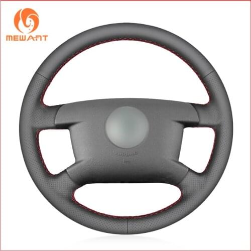 Black Genuine Leather Steering Wheel Cover for Volkswagen VW Caddy 2003 2004 2005 2006 Caravelle 2003-2009 Parts