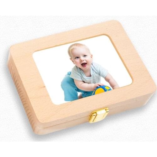 Wooden Photo Frame Fetal Hair Deciduous Tooth Box Newborn Baby Souvenirs Gift D0AF