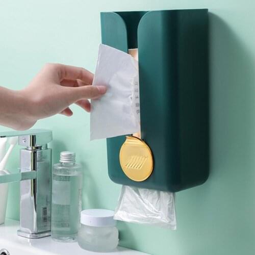 Napkin Holder Hanging Punch Free Tissue Box ABS Multi-use Space-Saving Wall Mountable Garbage Bag Container for Bathroom Kitchen