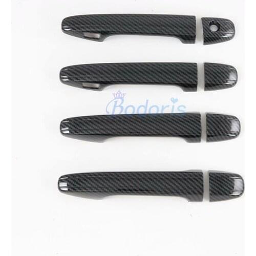 For Toyota Sienna 2013 2014 2015 2016 2017 2018 Carbon Fiber Color Door Handle Cover With Smart Hole Trim Frame Car Accessories