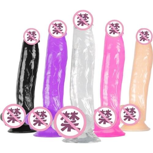 For women Transparent crystal simulation penis fake JJ Penis Strong Suction Cup Masturbator Sex Toys faloimitator for women