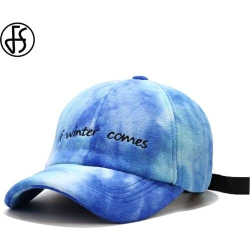 FS New Tie Dye Baseball Cap Blue Green Pink Felt Winter Caps For Men Women 2020 Street Style Trendy Snapback Hip Hop Trucker Hat