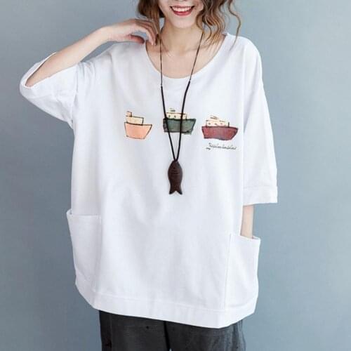 Printed Cartoon Cute Sweet White Loose Plus Large Size Clothes WomenS T-Shirts Harajuku Tops Blouses Spring Summer Style