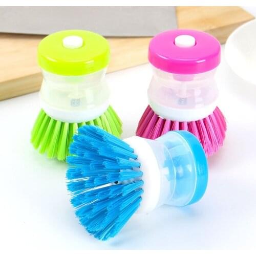 Pot Dish Brush With Dish Soap Soap Dispenser Washing Pot Brush Kitchen Washing Utensils cleaning supplies silicone brush