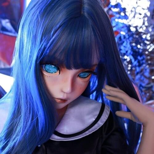 HIDOLLS 12) Handmade Female Girl Silica Resin Half Head Cosplay Japanese Role Play BJD Kigurumi Masks Crossdresser Doll Mask