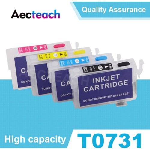 Aecteach T0731 T0732 T0733 T0734 Refillable Ink cartridge for Epson Stylus T13 TX102 TX103 TX121 C79 C90 C92 C110 Printer