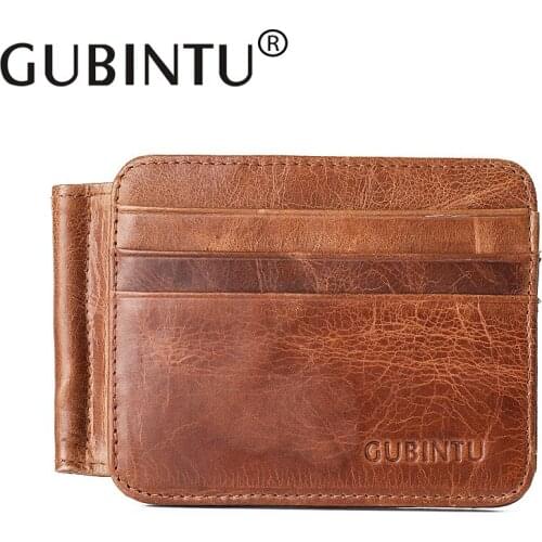 Gubintu Leather Goods Foreign Trade Retro Multi-Card Full-Grain Leather Wallet Bank Card Credit Card Leather US Dollar Clip