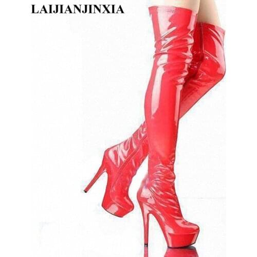 LAIJIANJINXIA Side Zipper Red Over-the-knee 15 cm High Heel Boots Pole Dancing Boots/Lap-dancing boots Sexy Appeal Female Boots