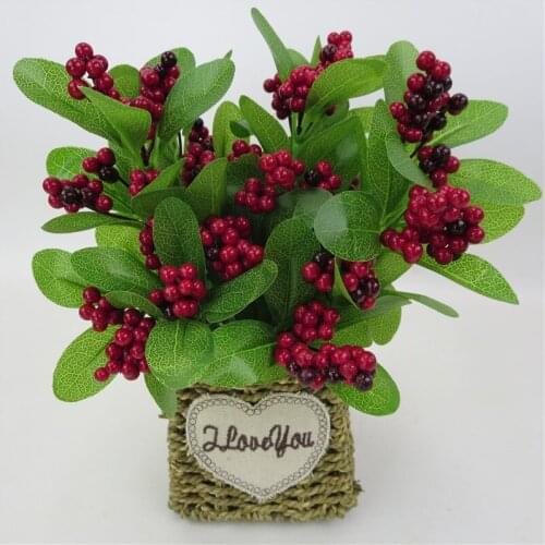 Simulation Fruits Christmas Berry Single Branch Foam Plants Artificial Flowers DIY Wedding Garden Office Home Decor