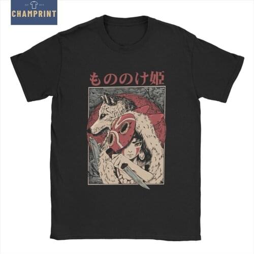 Mens Princess Mononoke Hime T Shirt Anime Studio Ghibli Cotton Clothing Casual Short Sleeve Crewneck Tees Gift Idea T-Shirt