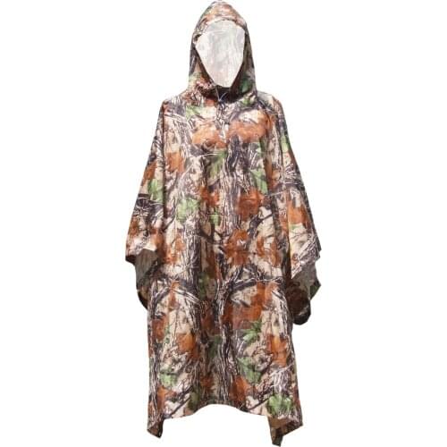 2019 New 190T Nylon Lightweight Camo Waterproof Hooded Long Raincoat Poncho Coats Hunting Camping Tarp