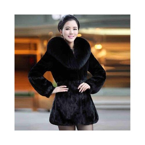 New fashion solid color winter womens fur coat Womens coat fur coat mid-length Imitation fox fur