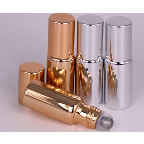 Wholesale 100 Pieces/Lot 5ML Refillable Mini Cute UV Glass Perfume Bottle With Roll On Empty Essential Oil Vial For Traveler