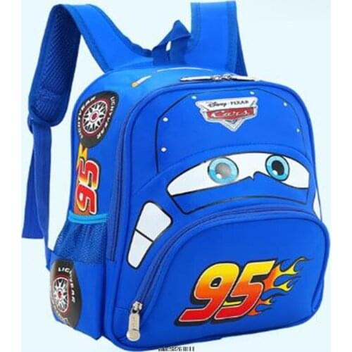 Original Disney Cartoon Fashion Car 95 Nylon Backpack Bags Cute Shoulder Strap Zipper Backpack