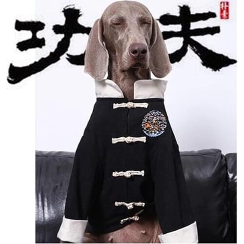 Chinese Style Large Dog Clothes Autumn Clothes Golden Retriever, Husky, Labrador Cotton and Linen Tang Suit Dog Coats