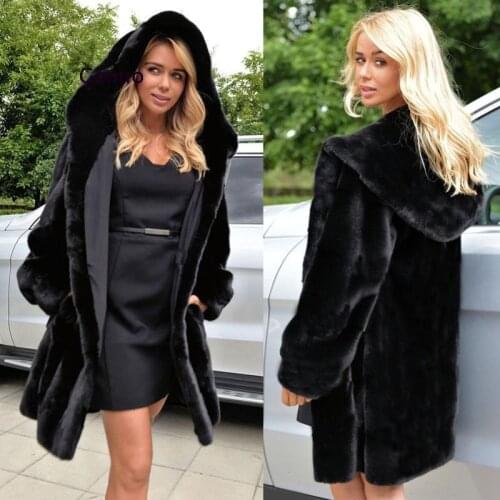 Long Faux Fur Coat Womens Autumn and Winter New Coats Womens Hot Sale Black Plus Size Plush Coat Warm Fur Jacket