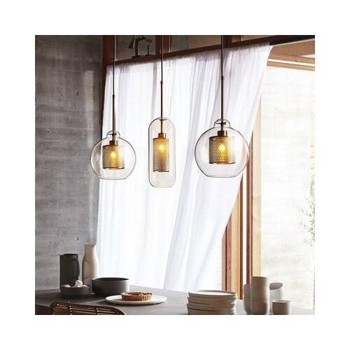 Nordic Design Rose Gold Glass Ball Pendant Light Creative Design Aisle Living Room Bedside Dinner Decro Led Light Fixtures