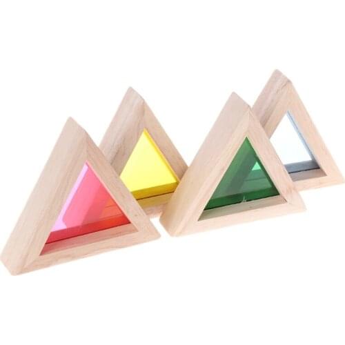 Rainbow Acrylic Wooden Building Blocks Baby Educational Toy Montessori Kids toy F3ME
