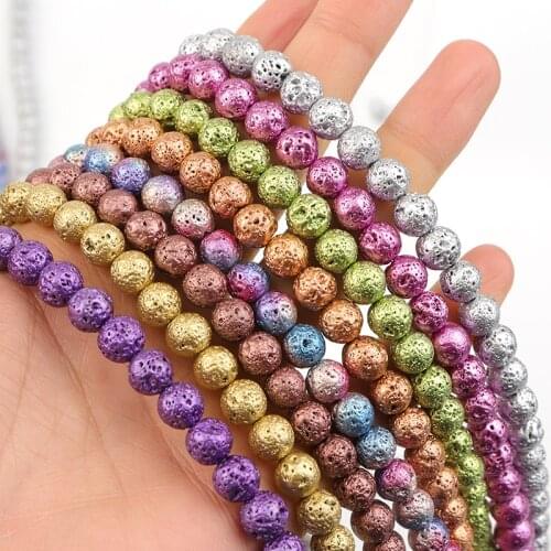 Multicolor Black Natural Stone Beads Round Lava Beads Loose Spacer Beads for Jewelry Bracelets&Necklace Making DIY Accessories