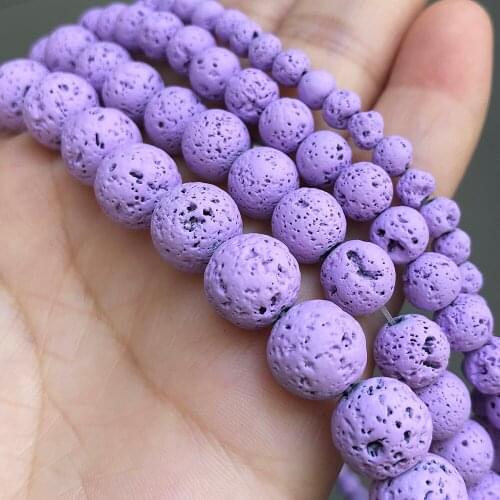 Rubber Purple Lava Hematite Stone Natural Volcanic Rock Loose Spacer Beads For Jewelry Making Diy Bracelet Necklace 4/6/8/10MM