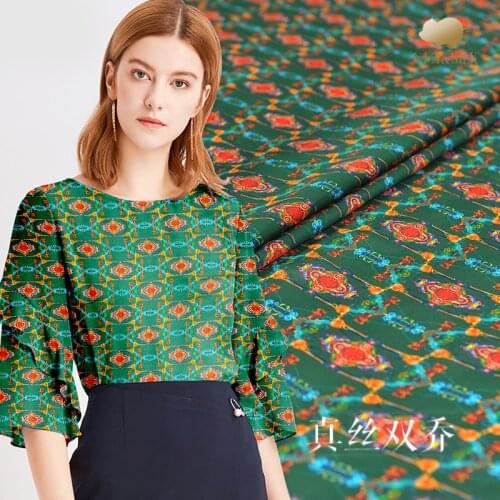 Rose Heartwords Silk Double Joe Silk Fabric Digital Printing Cloth Clothing Women 's Dress Summer