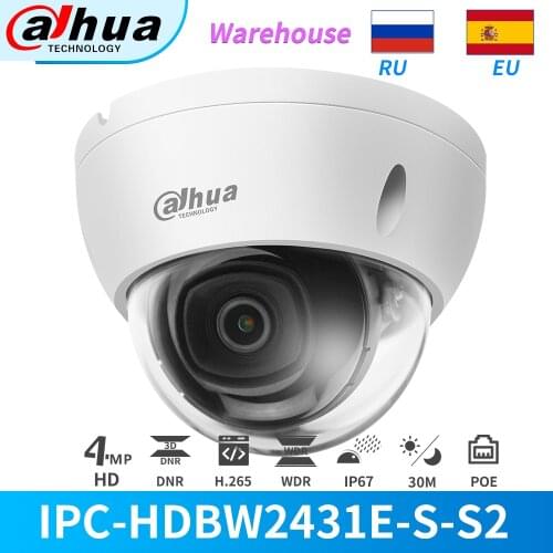 Dahua IP Camera 4MP IR Mini Dome PoE IPC-HDBW2431E-S Build-in SD Card Slot IVS Motion Detection IP67 CCTV Security Onvif