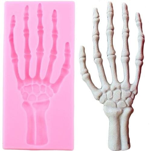 3D Halloween Hand Bone Silicone Mold DIY Party Chocolate Making Moulds Resin Clay Candy Molds Fondant Cake Decorating Tools