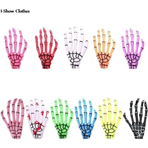 Skeleton Women Girls Fashion Hair Accessories Hand Bone Hair Clip With Blood Luminous Skull Punk Horror Hand Grab