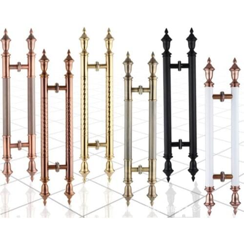 1 Pair Glass door handle stainless steel Imitation Ancient bronze pattern long handle for Villa Hotel Restaurant store hardware
