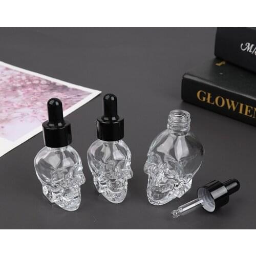 15/30ml Head glass eliquid dropper Glass bottles New skull shape glass dropper bottle for e-juice