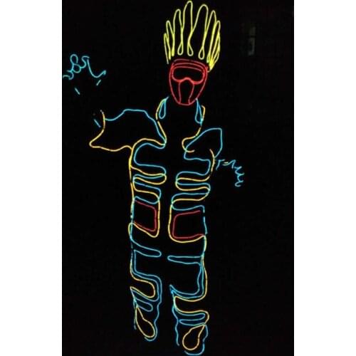 Led Flashing Luminated EL Wire Robot Suit Set For DJ/DS/ Luminous Costume Dance Clothing Accept Custom Design DHL Free Shipping