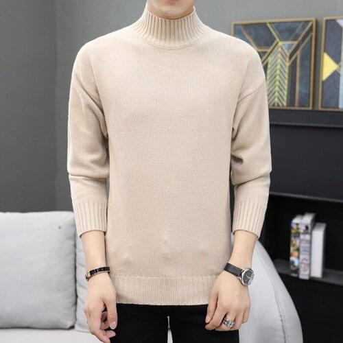 Sweaters Men Autumn Long-sleeved White Beige Gray Black Military Green Coffee Turtleneck Pullovers Casual Mens Sweaters Spring