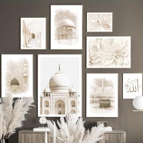Taj Mahal Islamic Altar Vintage Palace Wall Art Canvas Painting Nordic Posters And Prints Wall Pictures For Living Room Decor