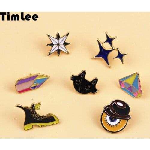 Timlee X201 Cute Cat Shoes Eye Design Metal Brooch Pins Gift Wholesale