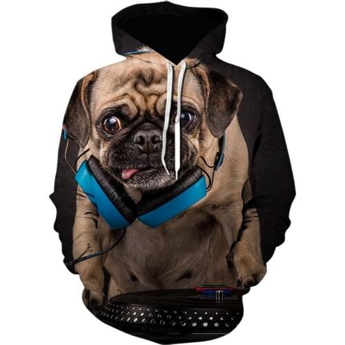 Fashion 3D Pug Print Hoodie Men Women Autumn Sweatshirts Harajuku Pullovers Hot 3D animal Hooded Casual hoodies cool Streetwear
