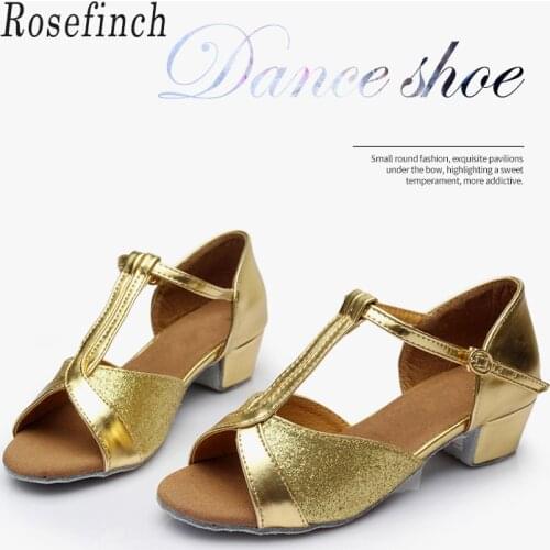 Professional High Quality Children Latin Dance Shoes Leather Bottom Ballroom Child Kids Girls Tango Dance Shoes Gold Silver C58