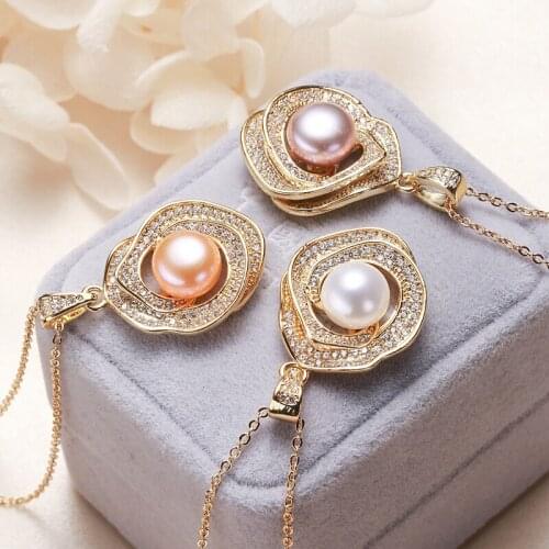 Gorgeous Style 8-9MM Size Big Size Bread Round Shape Real Freshwater Pearl Pendant Jewelry Nice Party Wedding Gift 10pcs/lot