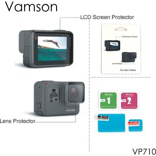 Vamson for Gopro hero 7 6 5 accessory lens screen protector tempered film protective film for Gopro hero 7 action camera VP710