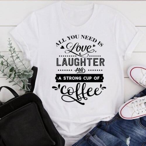 Women Clothes Cartoon Letter Coffee Trend 90s Ladies Summer Print Fashion Tshirt Female Short Sleeve Tee Top Graphic T-shirt