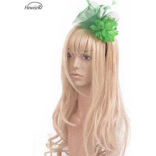 Handmade Lady Bridal Feather Fascinator Flower Derby Hat Headband Wedding Races Ascot Cocktail Party Hair Jewelry Band Headdress