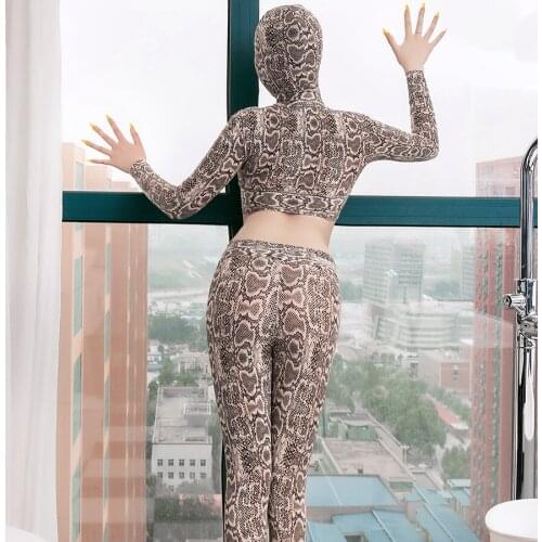 Women Push Up Snake Print Sexy Hip Pencil Pants Adult Sex Games Cosplay Sexy Leggings Erotic Pencil Pants With Short Tops Sets