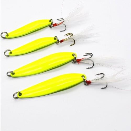News Luminous 5/7/10/13g Hard Lure Metal Fishing Lure Spoon Sequin Spinner with Feather Hard Bait For Sea lake lure Tool Wobbler