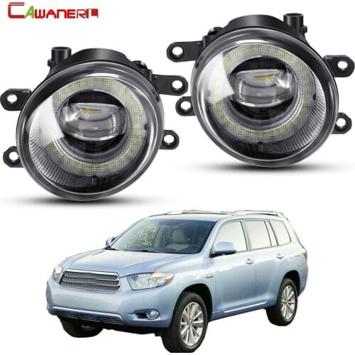 2 X Angel Eye Fog Light Assembly For Toyota Highlander 2008-2012 Car Front Bumper LED Fog Daytime Running Light DRL H11 12V